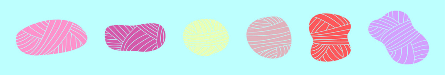 set of ball of yarn cartoon icon design template with various models. vector illustration isolated on blue background