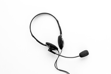 Voip headset for commenication it support call center. Top view