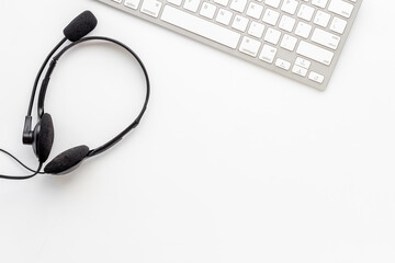 Voip headset for commenication it support call center. Top view