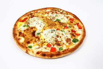 Margarita pizza with arugula and egg