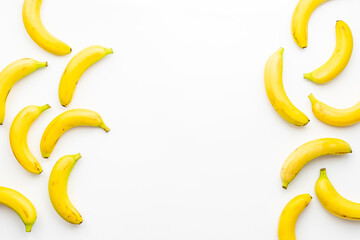 Fruit pattern with bananas. Top view. Flat lay