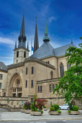 Fototapeta na wymiar The Cathedral Notre Dame In The Old Town Of Luxembourg