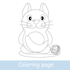 Cute cartoon cat coloring page. Learn to draw animals. Vector line art, hand drawing. Coloring book for kids. Print for a t-shirt, label or sticker
