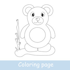 Cute cartoon bear coloring page. Learn to draw animals. Vector line art, hand drawing. Coloring book for children. Print for a t-shirt, label or sticker