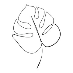 Monstera leaf, printable poster, plant line drawing, botanical wall poster, print 