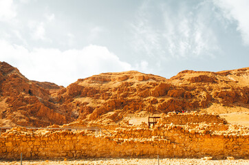 Cave of the Dead Sea Scrolls, known as Qumran cave 4, one of the caves in which the scrolls were...
