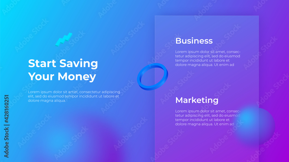 Aufkleber Glassmorphism concept with 3d geometric shapes. Frosted glass effect. Illustration on blurred gradient vector background
