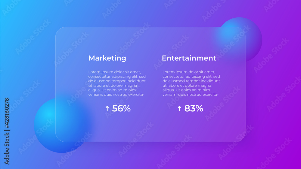 Poster Glassmorphism concept with 3d geometric shapes. Frosted glass effect. Illustration on blurred gradient vector background