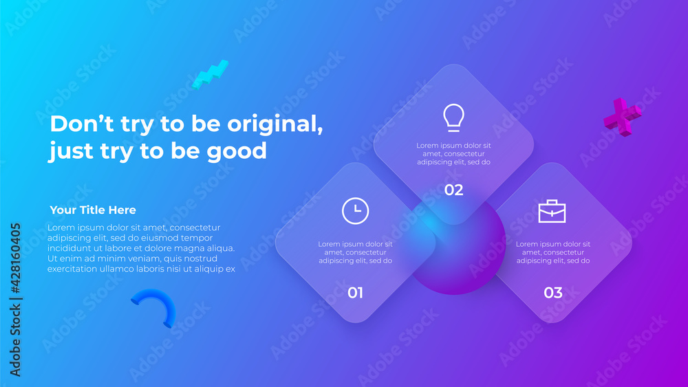 Aufkleber Glassmorphism concept with 3d geometric shapes. Frosted glass effect. Illustration on blurred gradient vector background