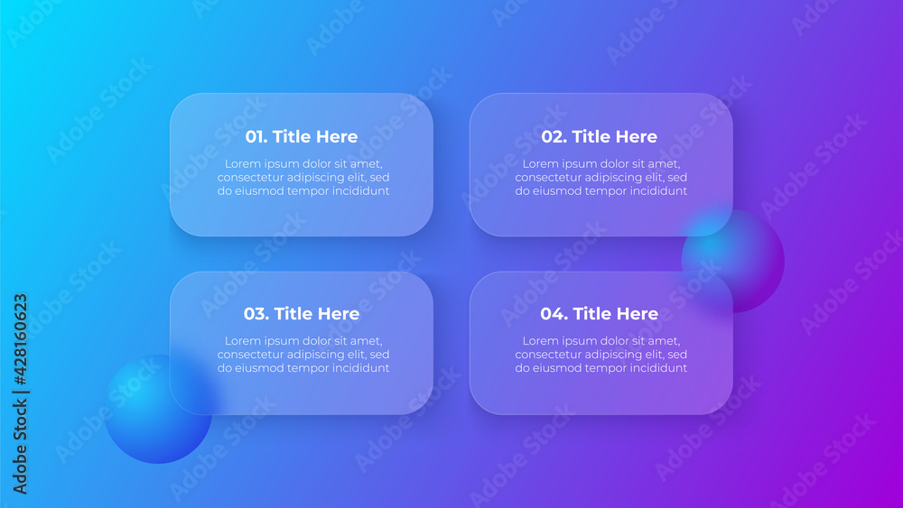 Aufkleber Glassmorphism concept with 3d geometric shapes. Frosted glass effect. Illustration on blurred gradient vector background