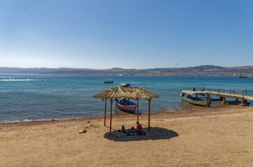 Fototapeta na wymiar Public Beach On Gulf Of Aqaba, Jordan