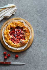 Opened strawberry pie.