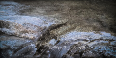 stylized grunge natural background and texture of stone and water