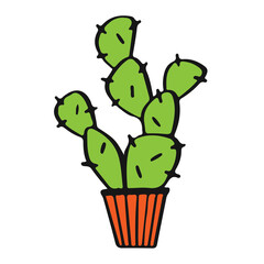 Cactus Isolated on the white background Flat Icon illustration