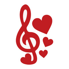 Colored Music Notes along with Hearts song melody or tune on White Background Flat Graphic Illustration simple symbol closeup