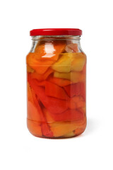 Canned peppers in a glass jar