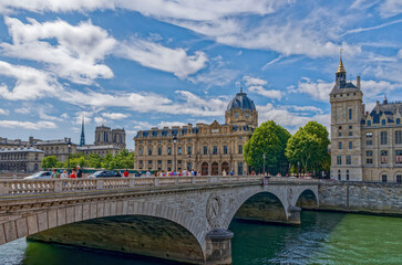 View Of District Saint Louis, Seine And Tournelle Bridge, Paris, France