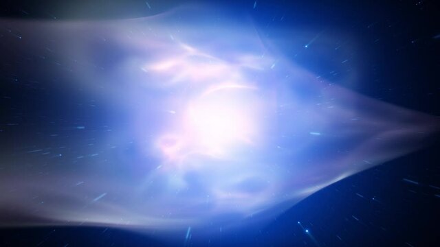 Abstract supersonic speed travel in the universe with fantasy nebula light.