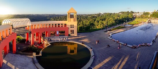Tangua park in Curitiba, Brazil. water fountain and the panoramic observatory