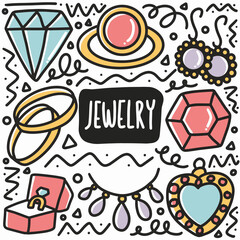 hand drawn jewelry doodle set