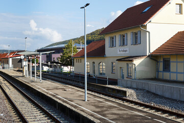 Fototapeta na wymiar Bahnstation in Burladingen (Hohenzollern)