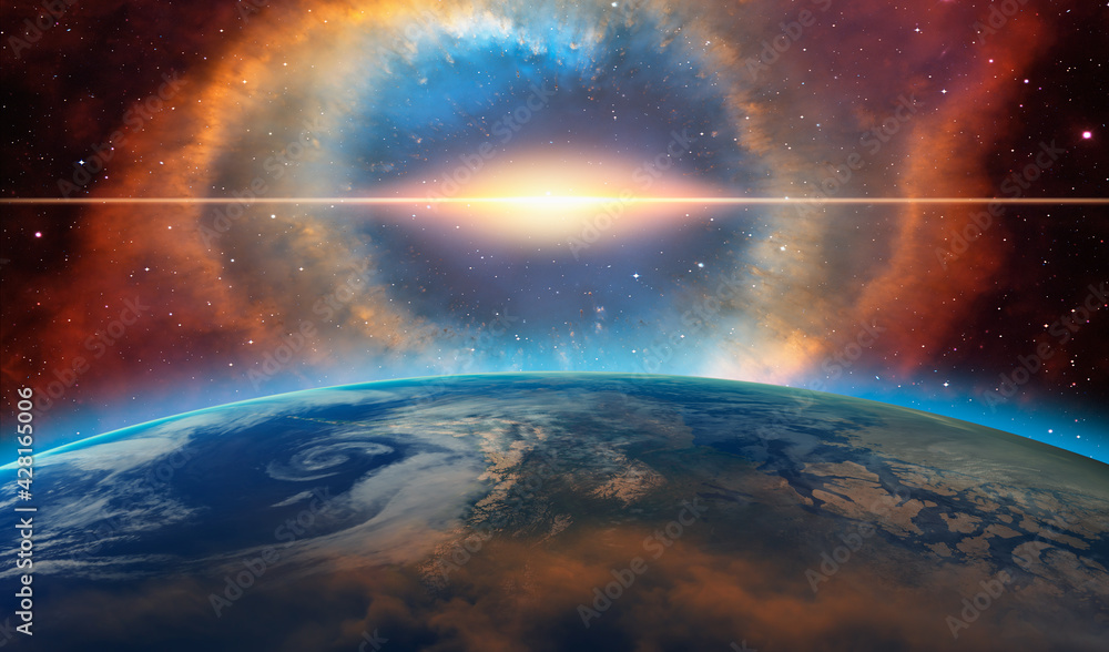Poster Supernova explosion in the center of galaxy 