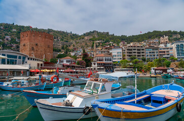 Fototapeta na wymiar Fishing Port In Alanya, Alanya, Turkey