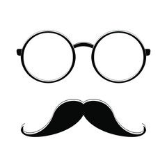 Man face with glasses and mustache isolated on a white background
