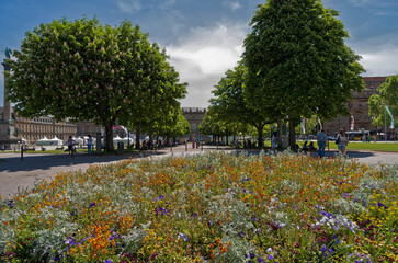 Stuttgarter Schloßplatz, Schloßplatzspringbrunnen, Stuttgart, Baden Württemberg, Germany