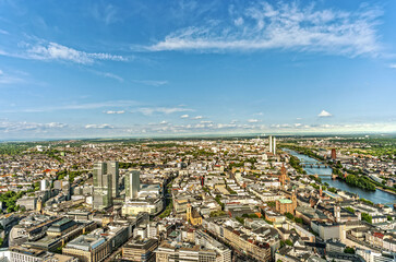 Germany, Hessen, Frankfurt Am Main, Panorama View On Skyline Frankfurt