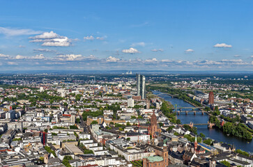 Germany, Hessen, Frankfurt Am Main, Panorama View On Skyline Frankfurt