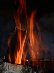 flames on a dark background close-up