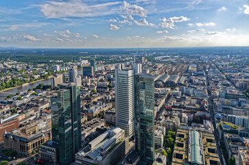 Fototapeta na wymiar Germany, Hessen, Frankfurt Am Main, Panorama View On Skyline Frankfurt