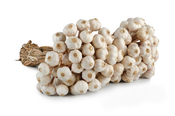 Bunch of garlic isolated on white background.