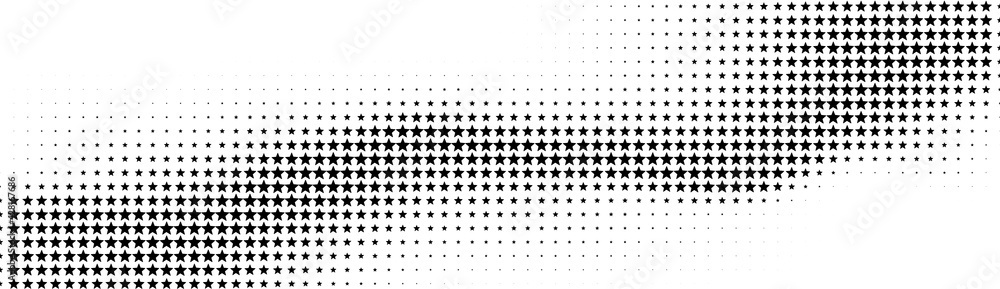 Aufkleber Halftone in abstract style. Geometric retro banner vector texture. Modern print. White and black background. Light effect.