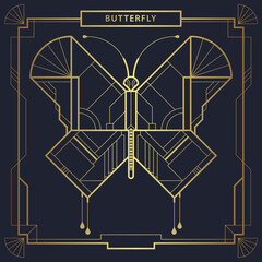 Art deco Geometric butterfly vector © lumyaisweet