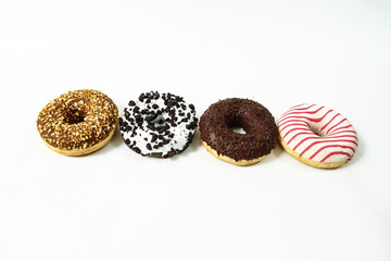 chocolate candies on white background