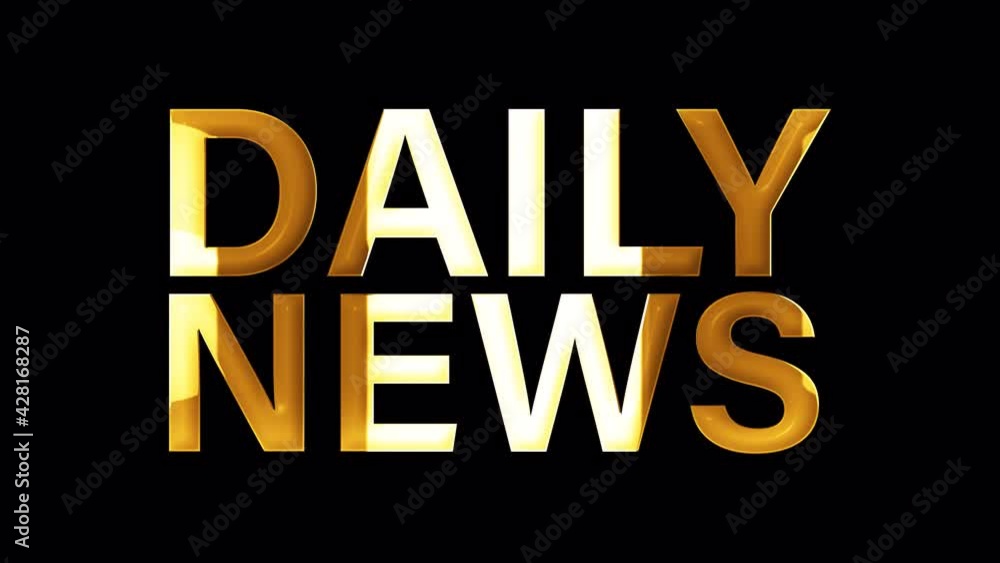 Poster daily news golden text with gold light effect loop animation. 4k 3d illustration daily news headline
