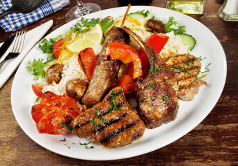 Classic Greek Meat Plate with Rice