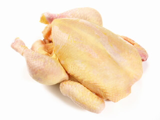 Whole Corn fed Poularde - Chicken Isolated on white Background