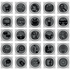 Black icons beauty, vector set collection, appearance, book, aroma oils, tea, napkins, hair