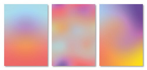 Set Abstract Blur Colourful Background, copy space, design template for brochures, book covers,  business card, banner, sales, ads. Every background is isolated, retro of 90s style.