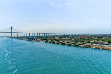Fototapeta na wymiar Suez Canal, Suez Canal Bridge, Egypt