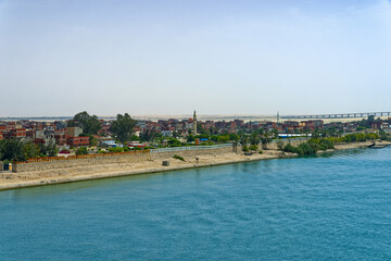 Fototapeta na wymiar City El Qantara, Suez Canal, Suez Canal Bridge, Egypt