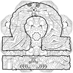 Fototapeta premium Libra zodiac sign with mandala cute retro zentangle stylized in vector
