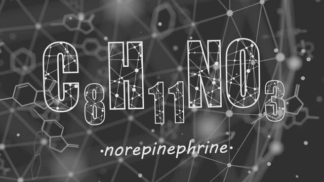 Formula hormone noradrenaline. Concept of medicine and pharmacy