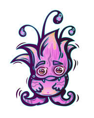 Cute purple monster Cartoon childrens Vector clip art illustration