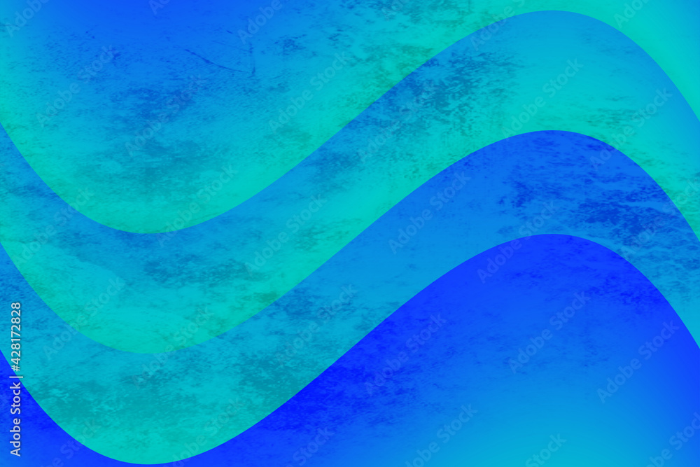 Poster abstract background with waves in different blue shadows with grunge effect