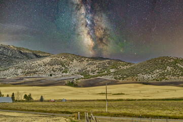 Milky Way over a mountain field
