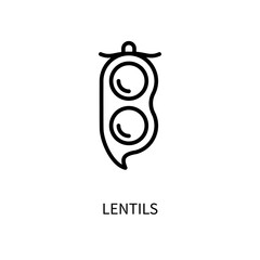Lentil Line Icon In A Simple Style. Vector sign in a simple style isolated on a white background. 64x64 pixel.